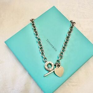 Please Return to Tiffany Silver Heart Tag Toggle Necklace AUTHENTIC